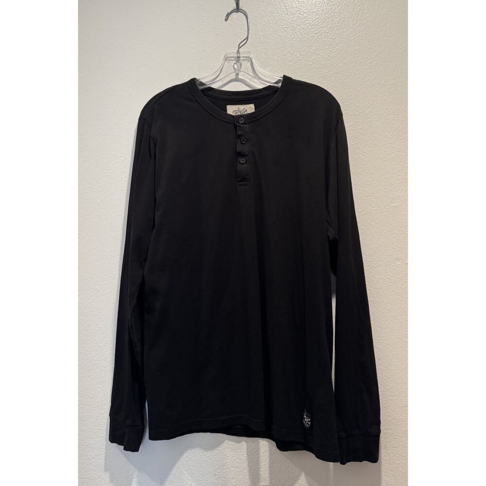Tankfarm & Co Black Henley Men’s Size Medium Long Sleeve Black Shirt Minimalist‎